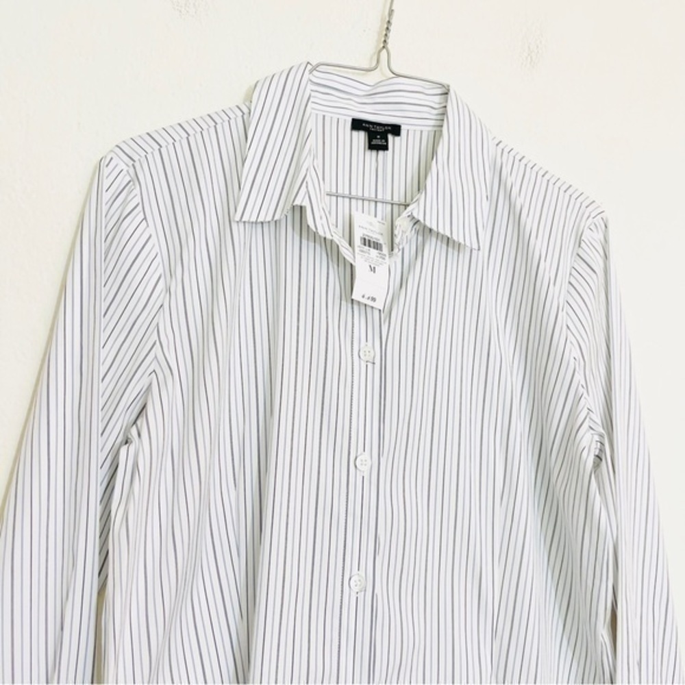 NWT Ann Taylor Factory Long Sleeve Button Shirt Size Medium Color Blue/White - Picture 5 of 6